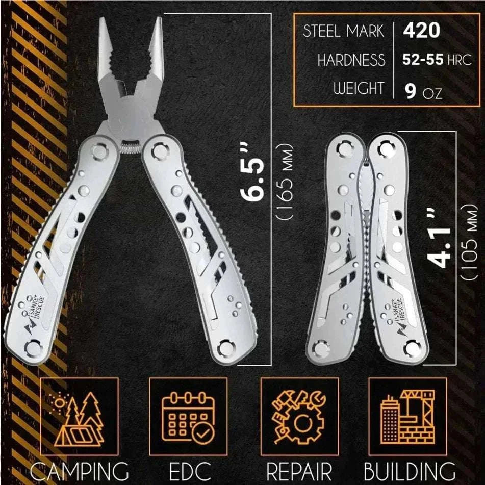 24-in-1 Multitool Pliers for Camping, Repair, Survival and Everyday Carry-black