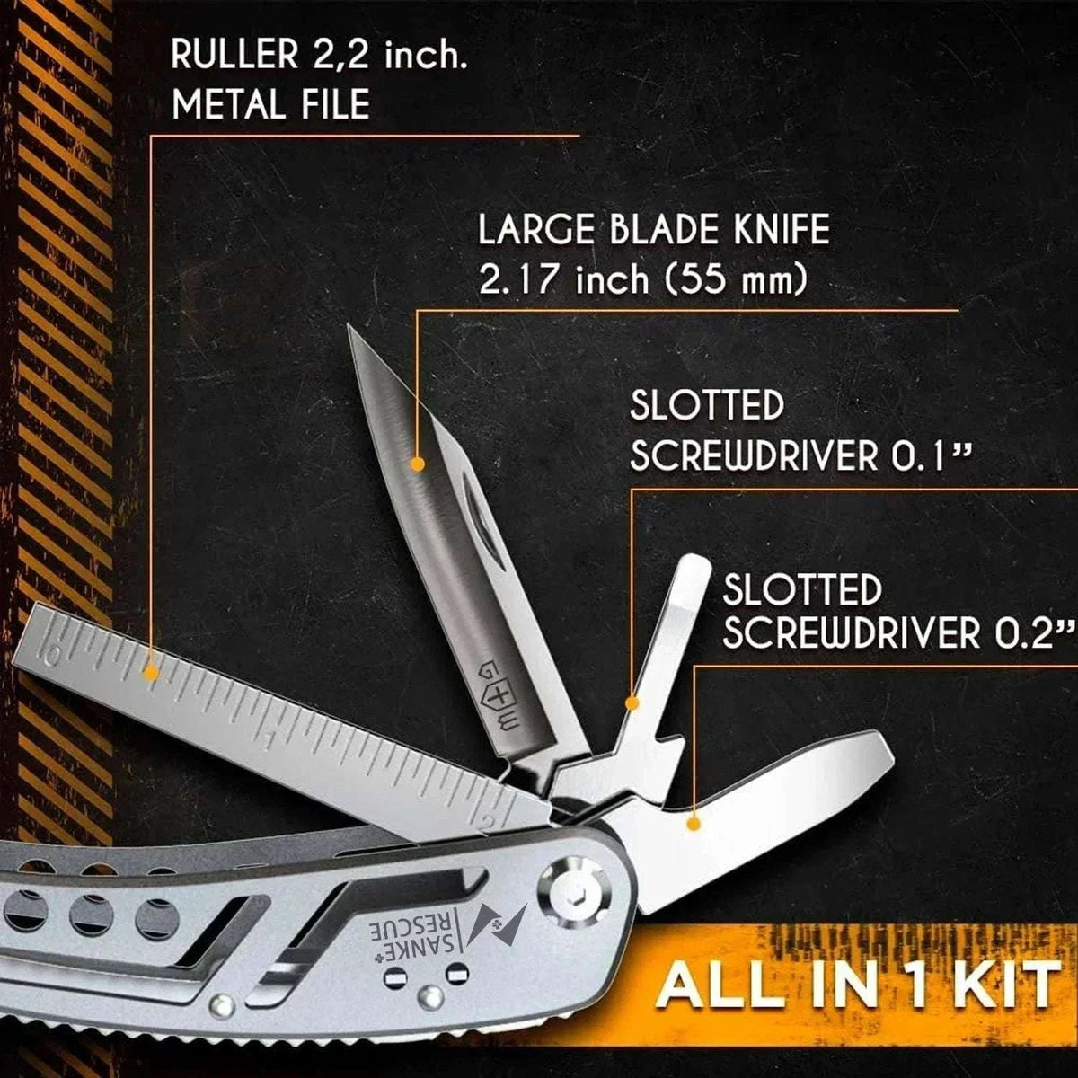 24-in-1 Multitool Pliers for Camping, Repair, Survival and Everyday Carry-black