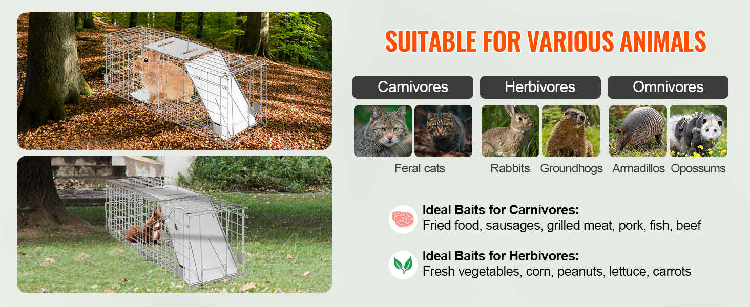 24 Inch Folding Live Animal Cage Trap with Handle-Silver / Poland