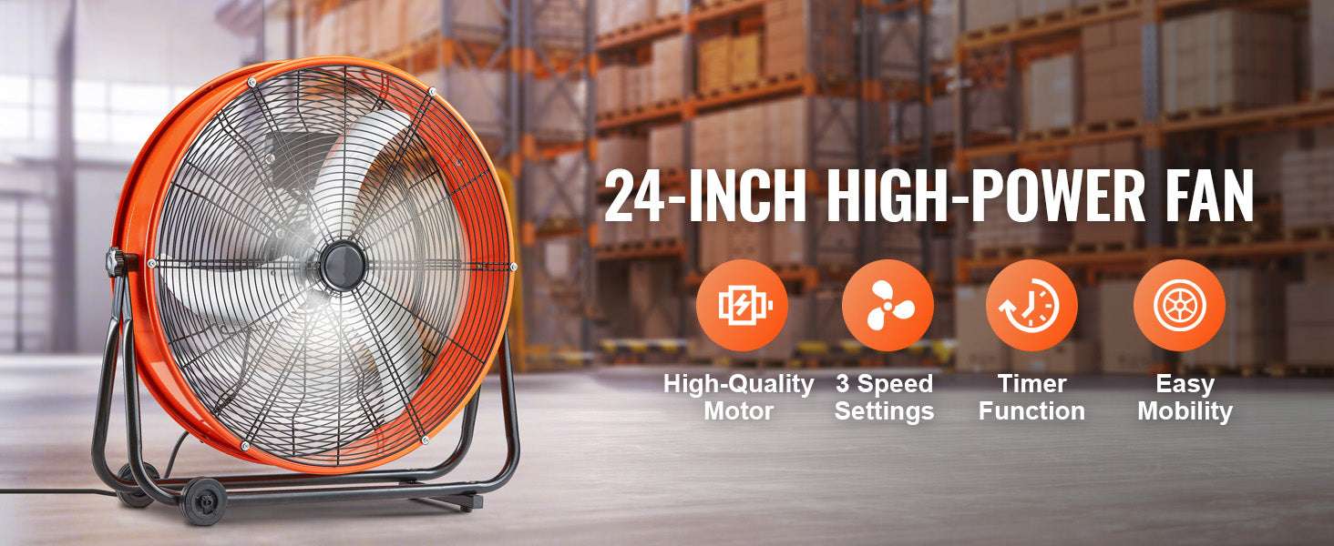 24-Inch High Velocity Drum Fan with 3 Speeds and Timer-30 inches AC / United States