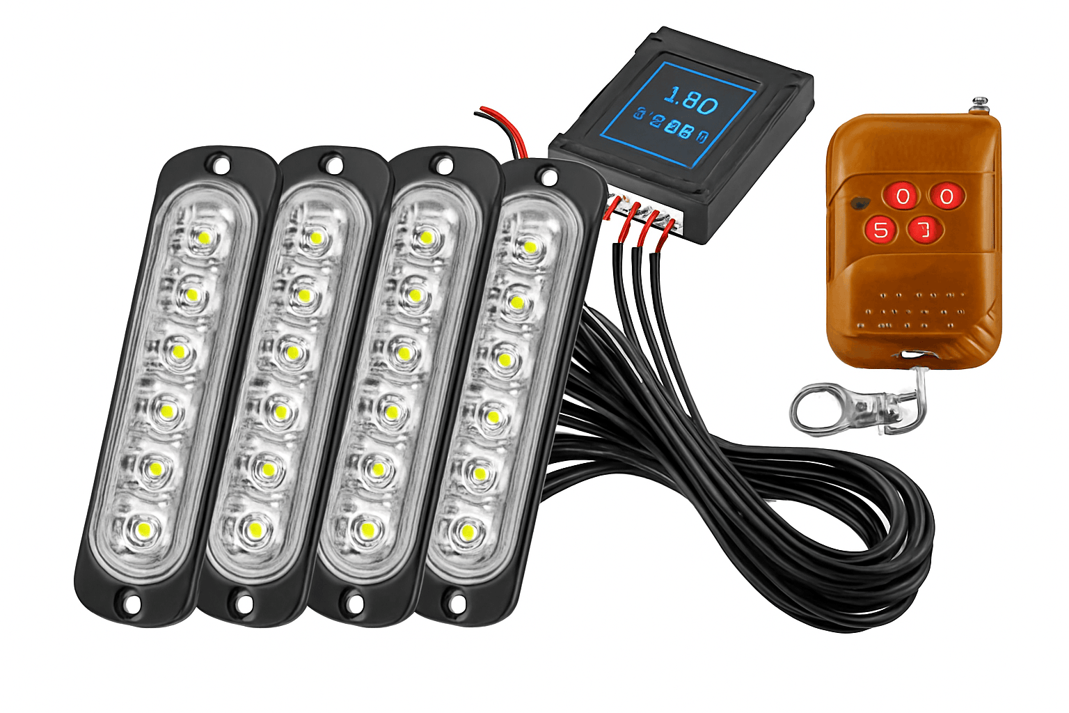 24 LED Wireless Car Strobe Emergency Signal Light 12-24V-White Yellow