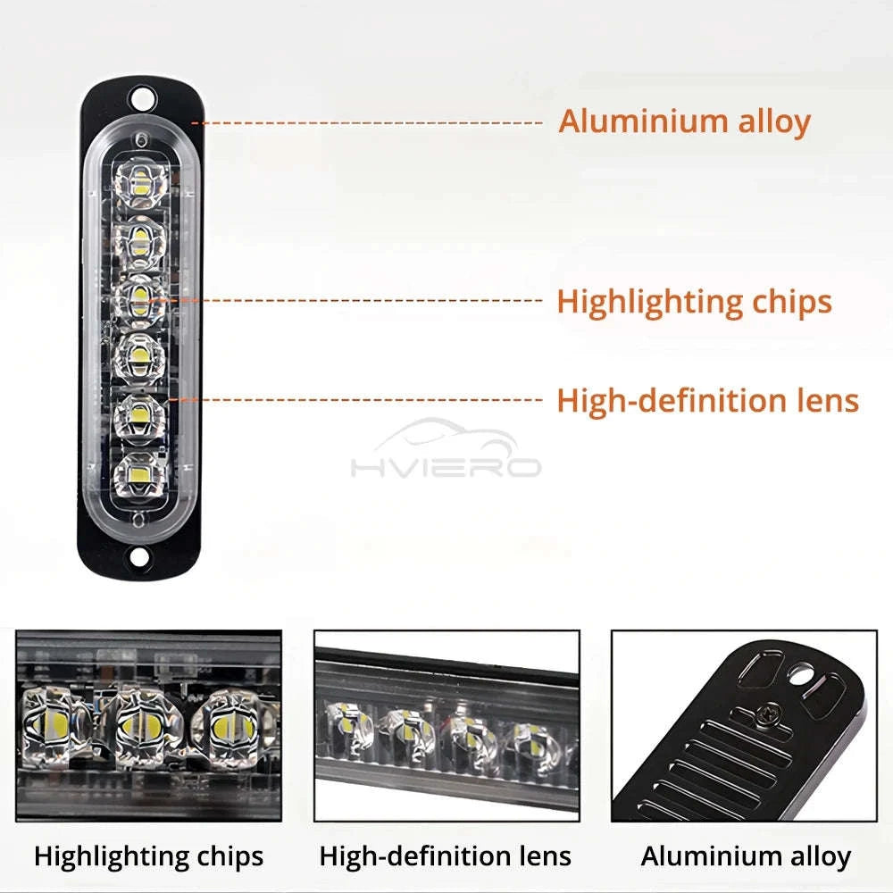 24 LED Wireless Car Strobe Emergency Signal Light 12-24V-White Yellow