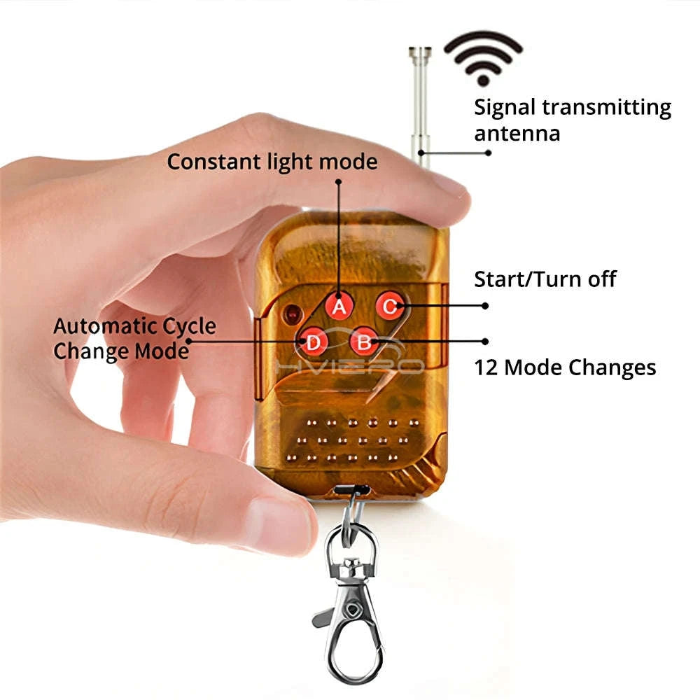 24 LED Wireless Car Strobe Emergency Signal Light 12-24V-White Yellow