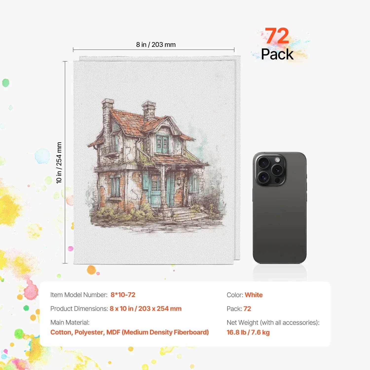 24-Pack 8x10 Inch Painting Canvas Boards-9x12 in 24PCs / france