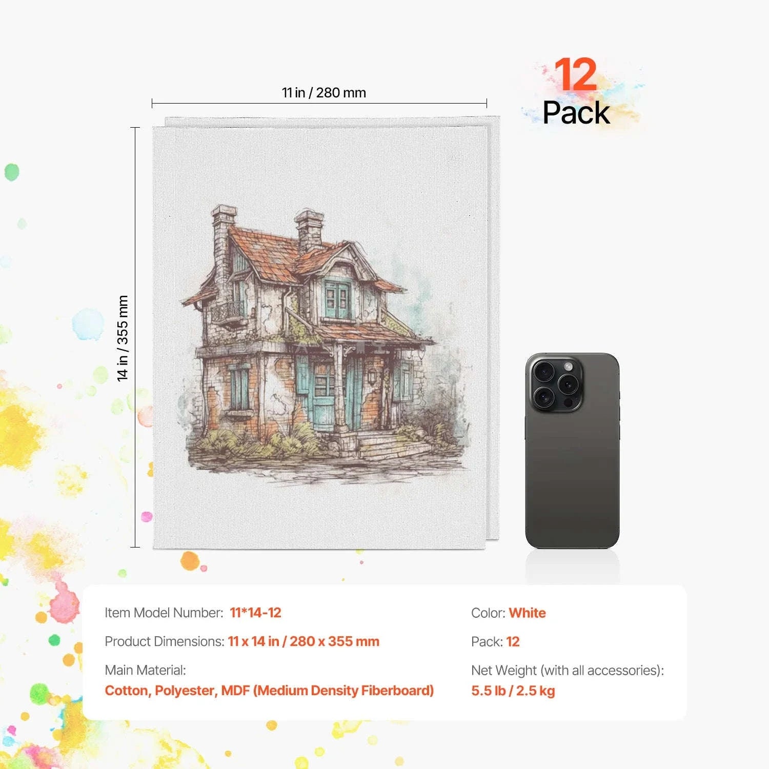 24-Pack 8x10 Inch Painting Canvas Boards-9x12 in 24PCs / france