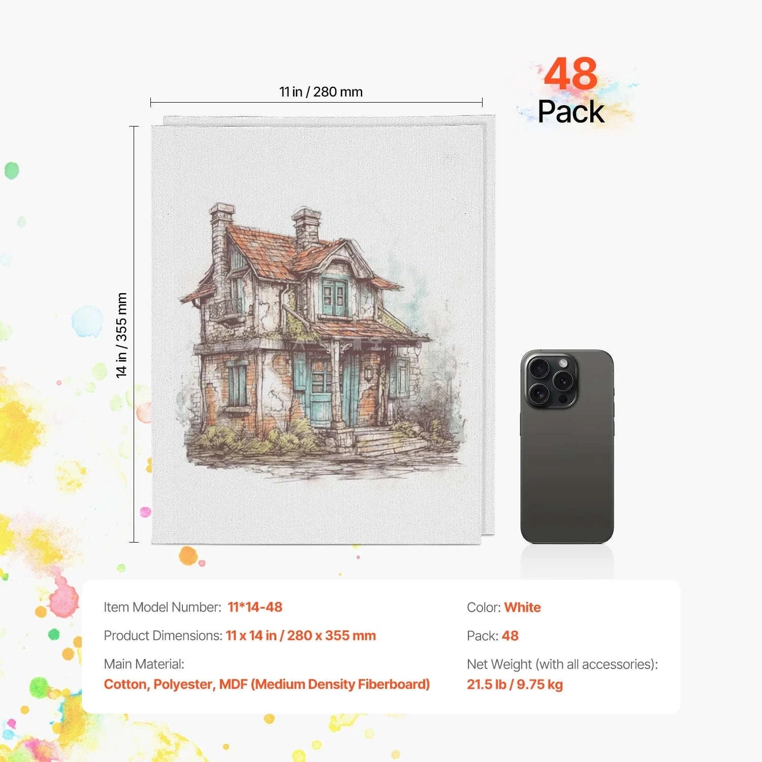 24-Pack 8x10 Inch Painting Canvas Boards-9x12 in 24PCs / france