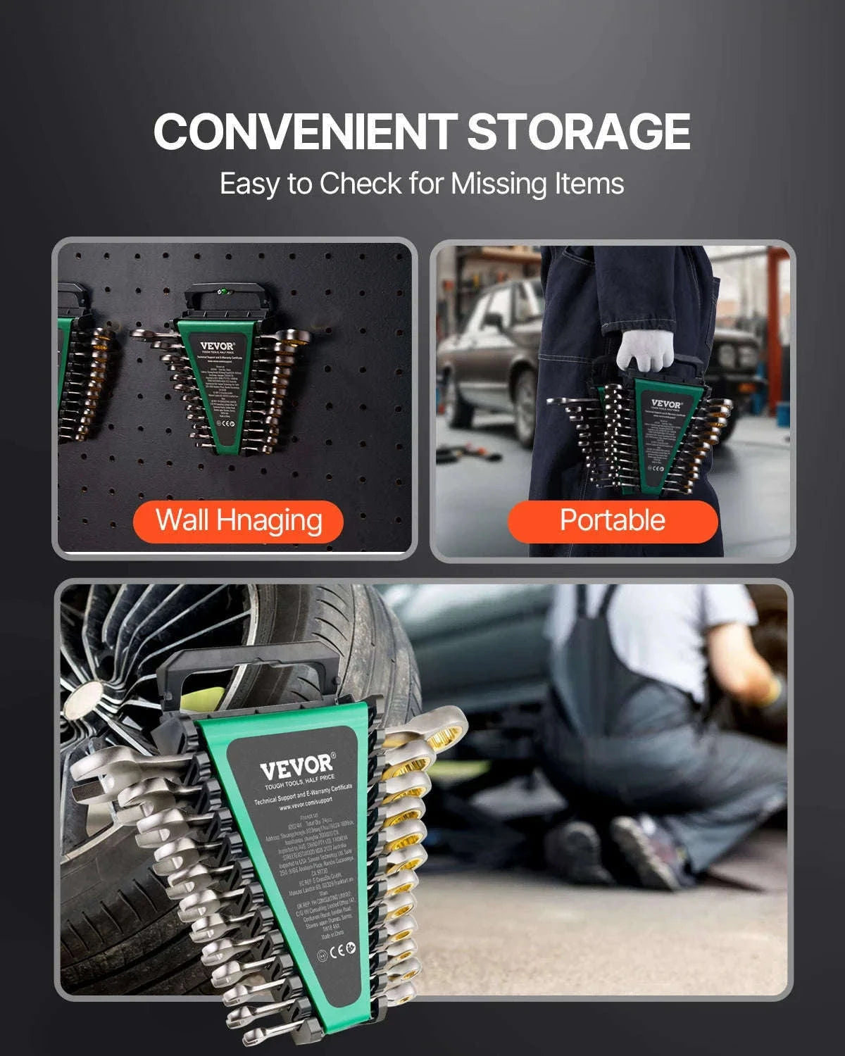 24-Piece Ratcheting Combination Wrench Set with Organizer Rack, SAE and Metric-24 pcs / spain