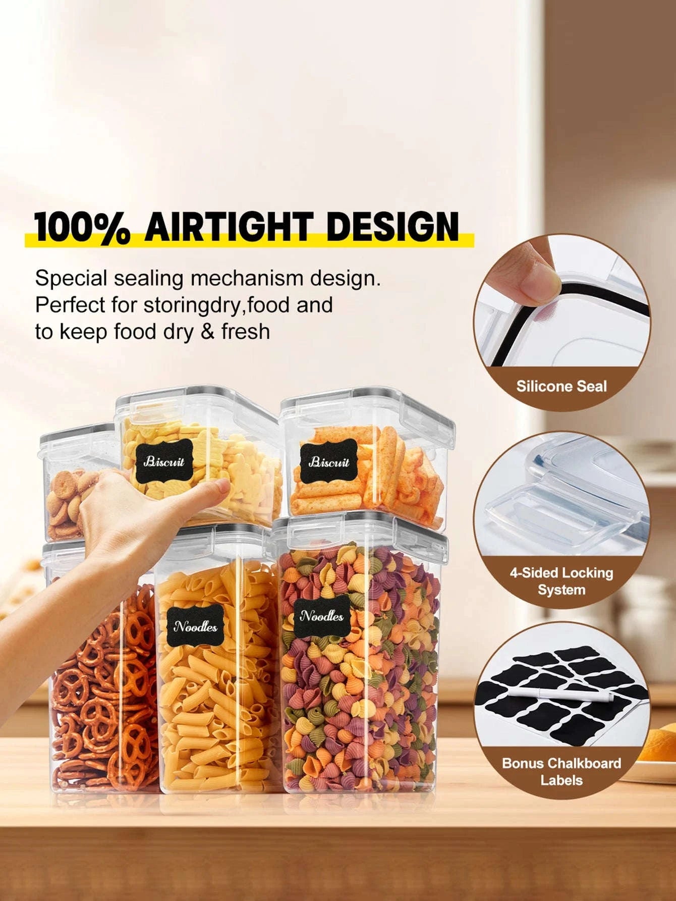 24-Piece Sealed Food Storage Containers Set for Kitchen Organization-United States / 12Lidsand12Container
