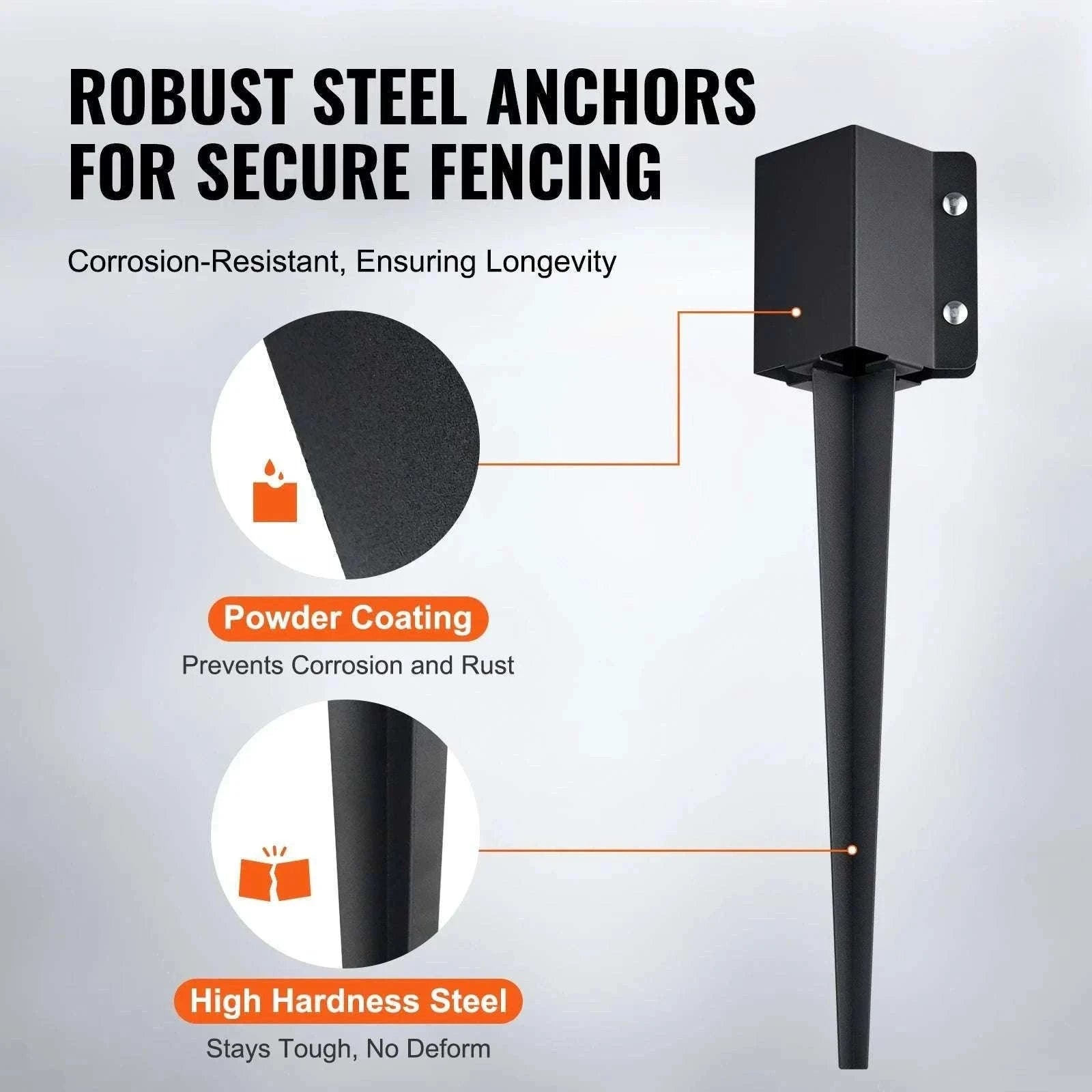 24" Steel Fence Post Anchor Ground Spike 4 Pack for 3.5" Posts-CZECH REPUBLIC / 8pcs36in