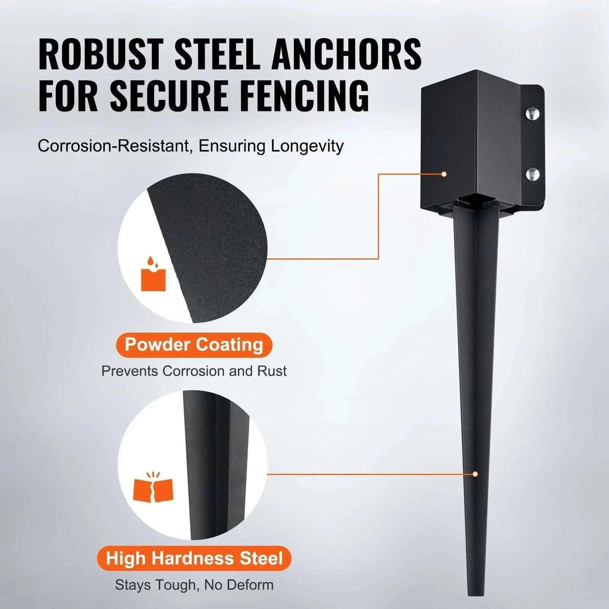 24" Steel Fence Post Anchor Ground Spike 4 Pack for 3.5" Posts-CZECH REPUBLIC / 8pcs36in