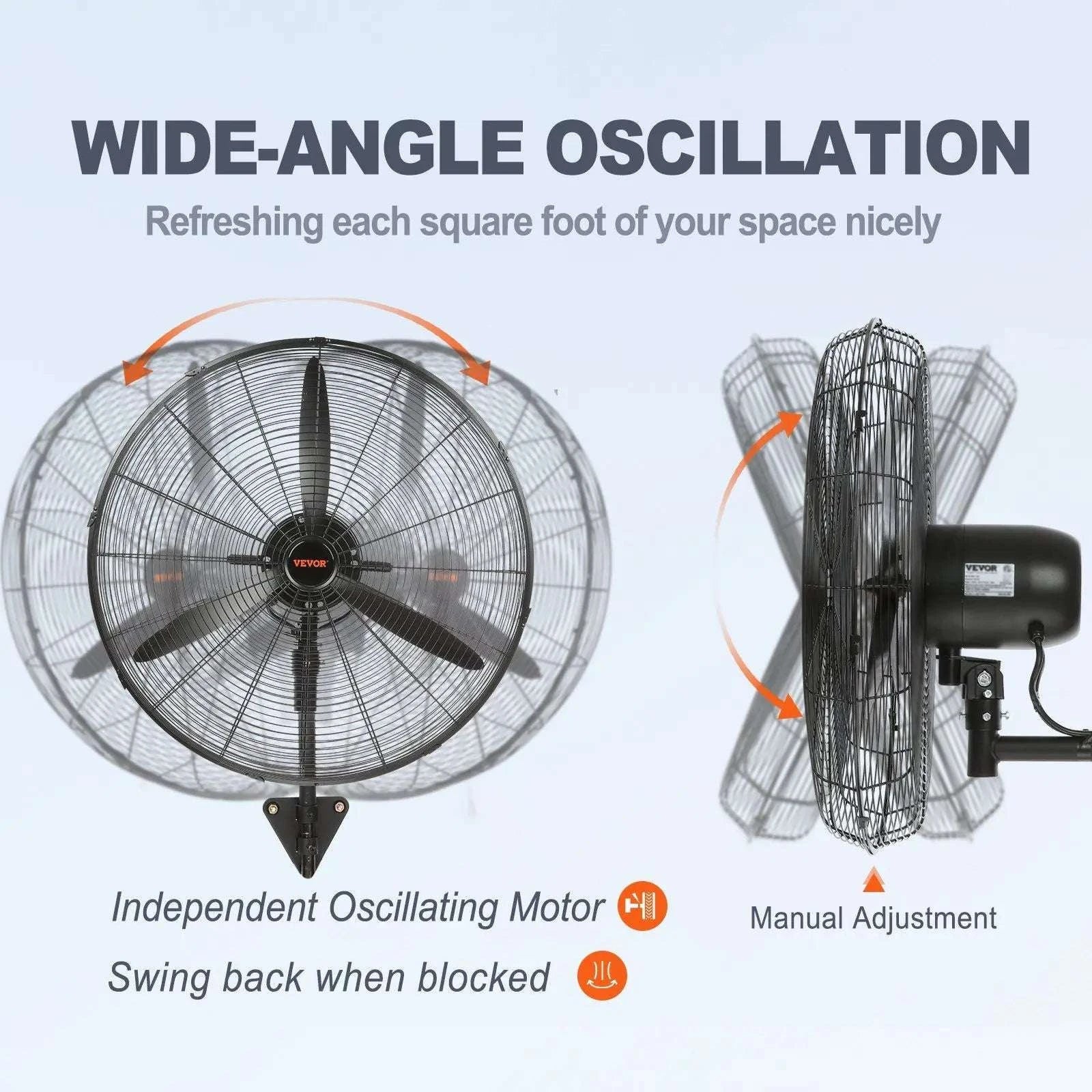 24” Wall-Mount Misting Fan 7000 CFM Oscillating 3-Speed Waterproof-United States