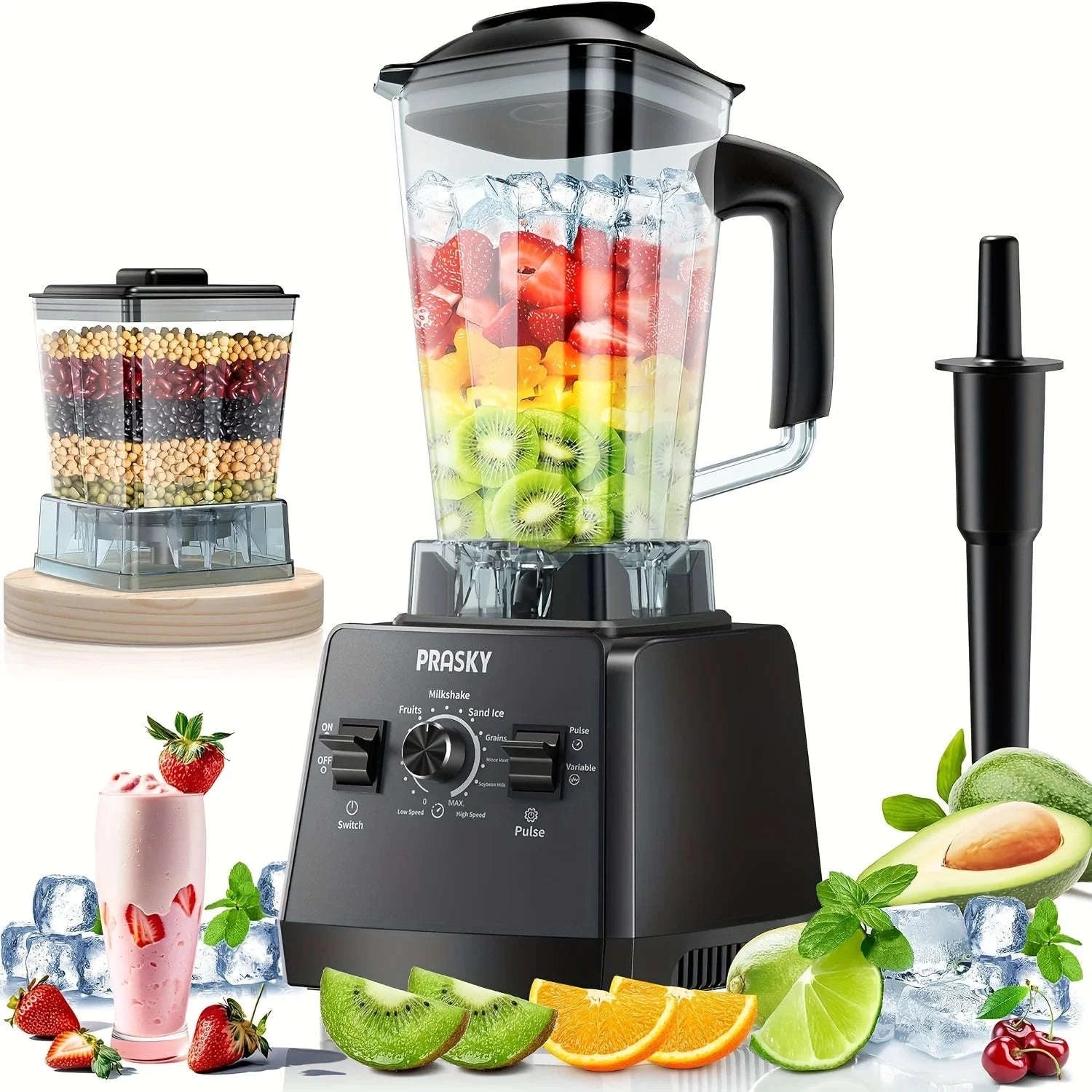 2400W Blender and Grinder Combo 25000RPM 68oz BPA-Free 2 Containers-Red / US / United States