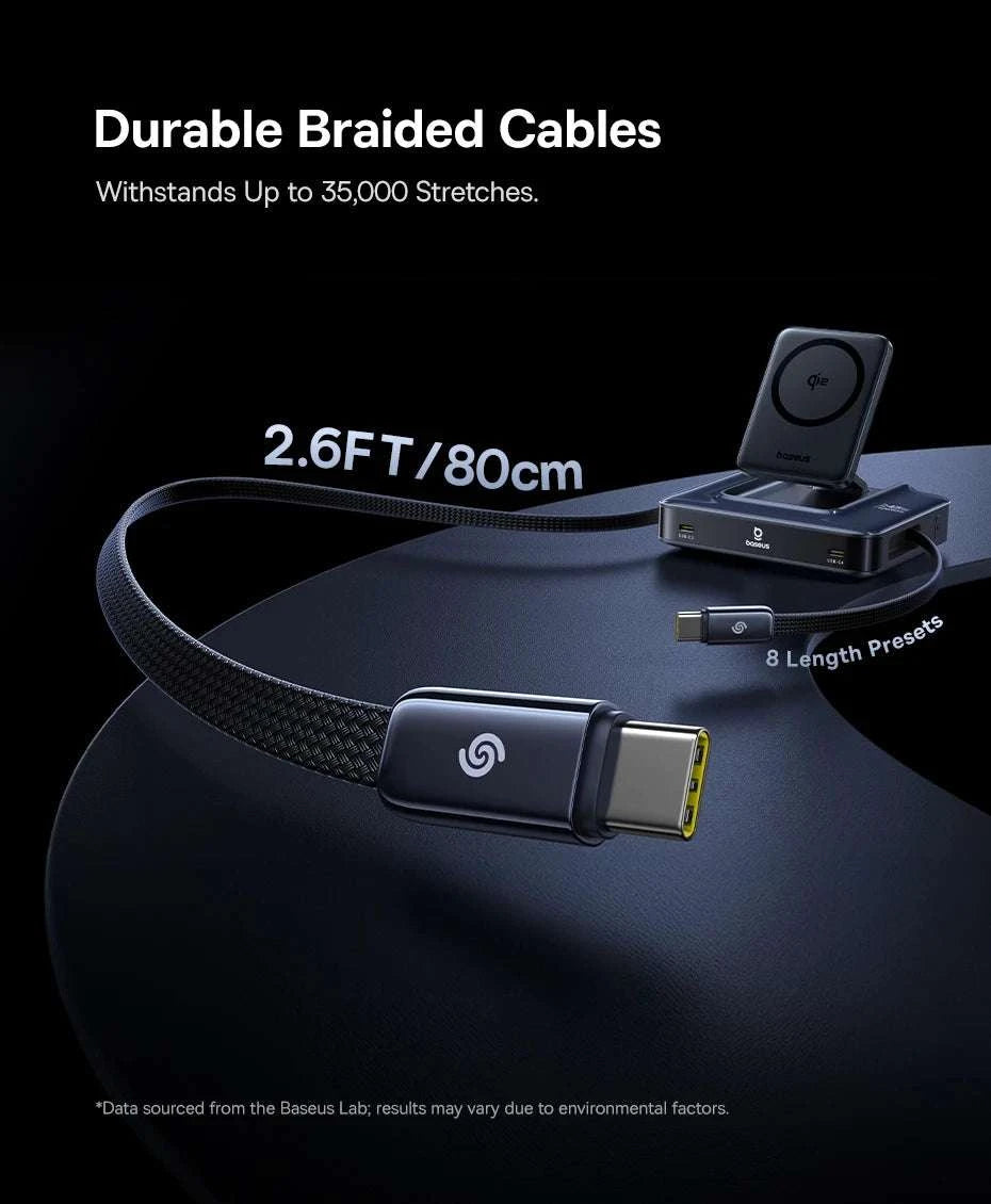 245W 6-in-1 Desktop Charger with Qi2 Wireless & 100W Retractable USB-C-EU Plug Black / China Mainland