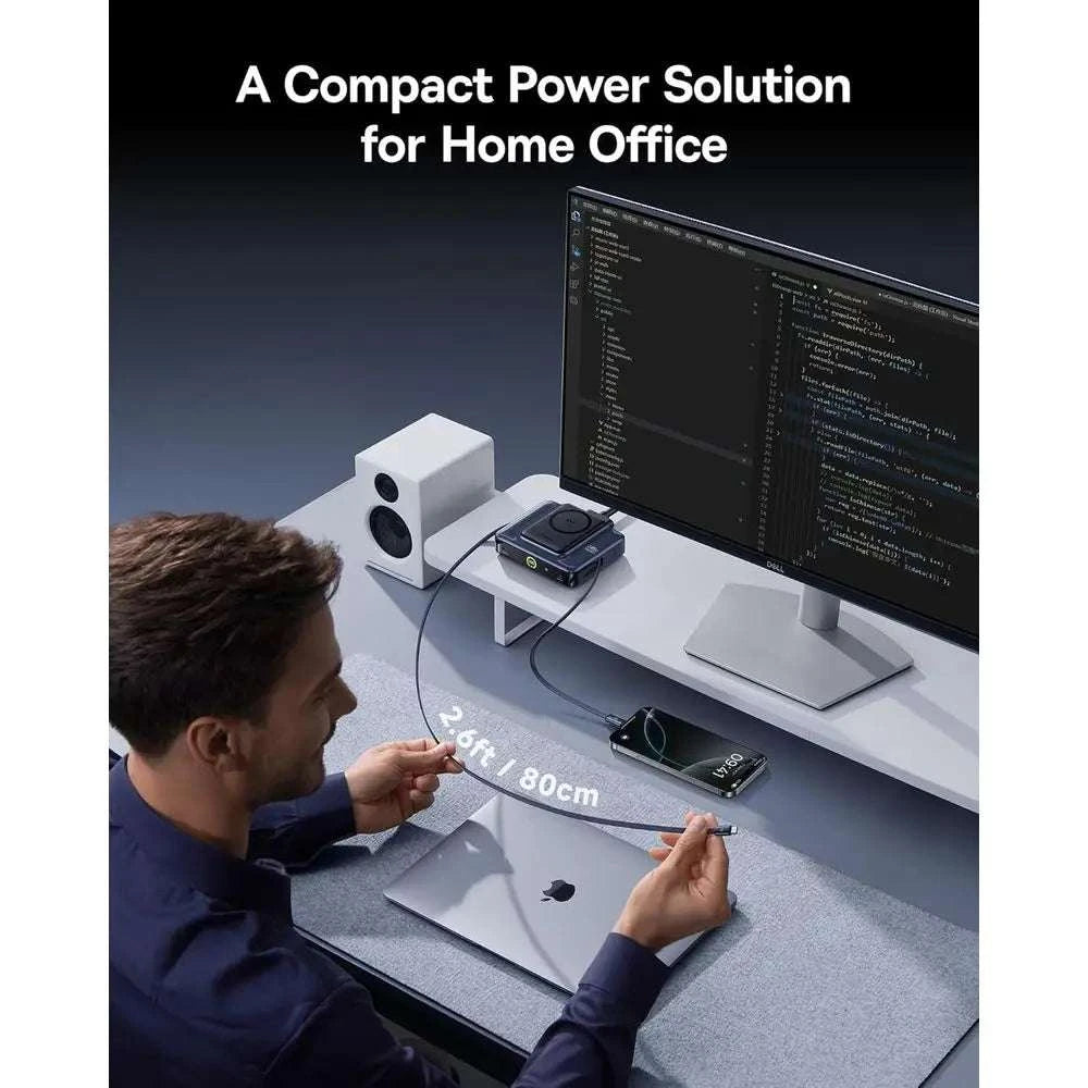 245W 6-in-1 USB-C Charging Station with Retractable Cables & Qi2-United States