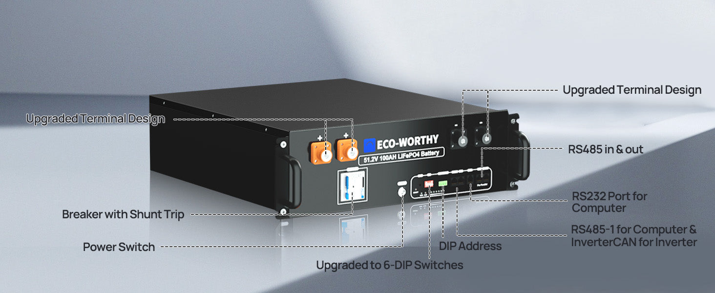 48V 100Ah LiFePO4 baterie pro serverový stojan 5,12 kWh s Bluetooth
