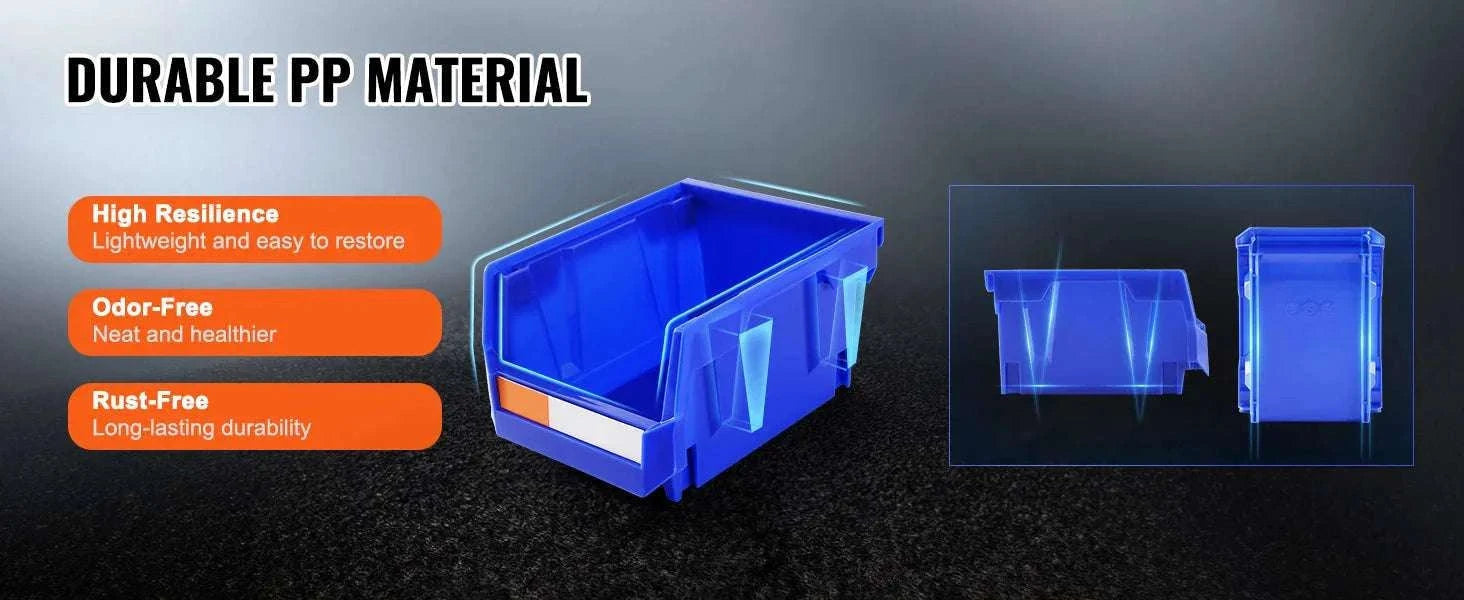 24pcs Stackable Storage Bins with Labels for Garage, Tools & Parts-24pcs / United States