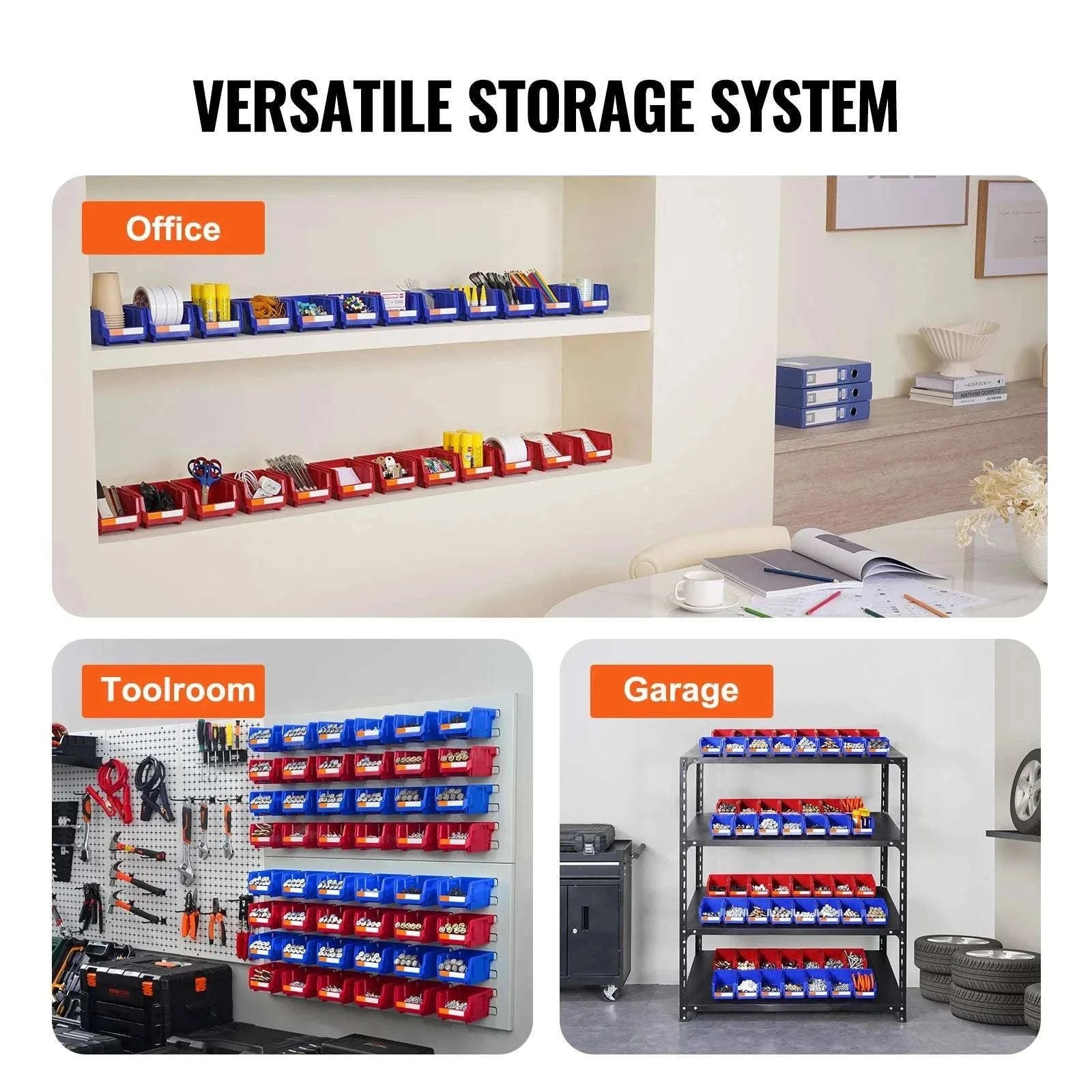 24pcs Stackable Storage Bins with Labels for Garage, Tools & Parts-24pcs / United States