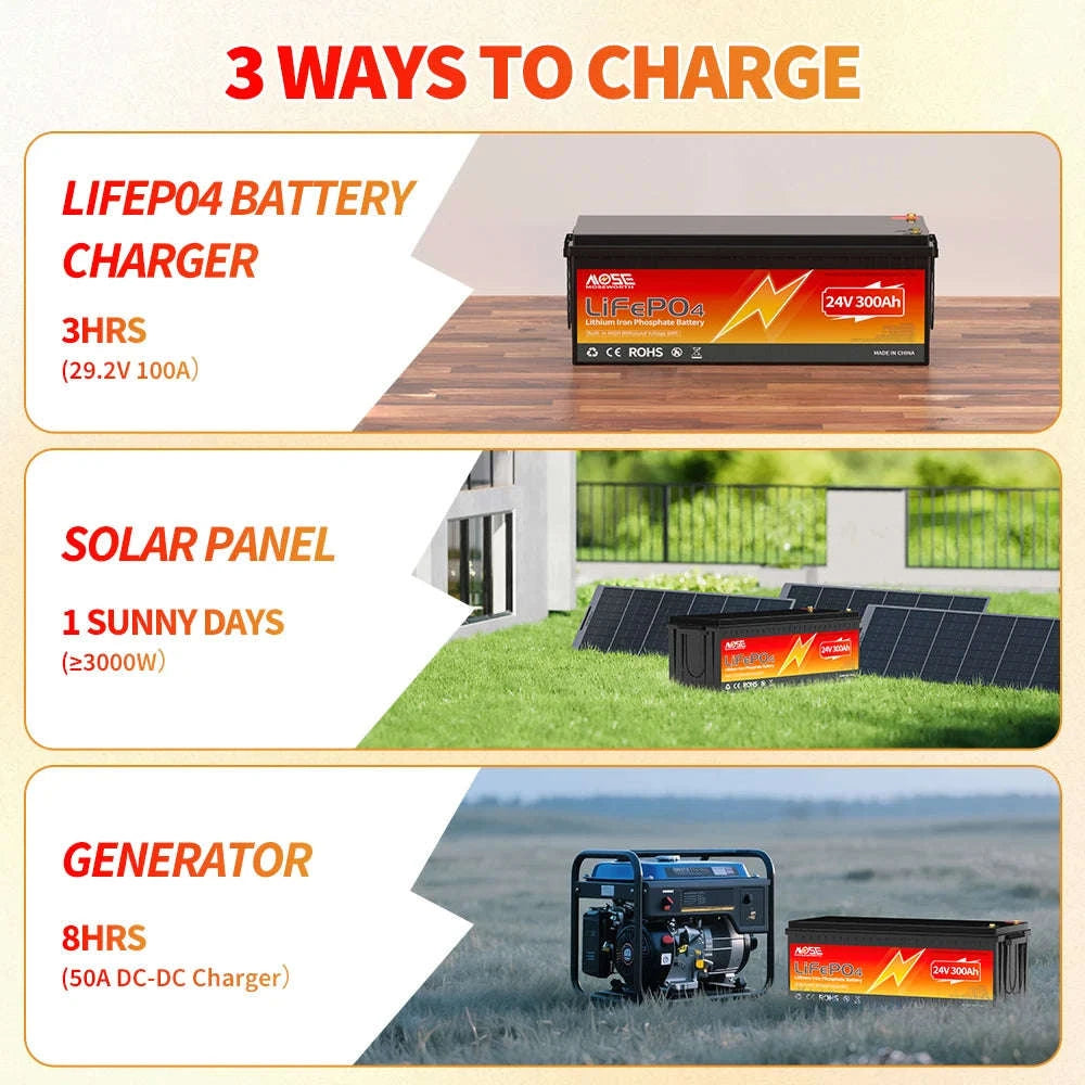 24V 300Ah LiFePO4 Battery 7680Wh with 200A BMS-24V 300Ah / Germany