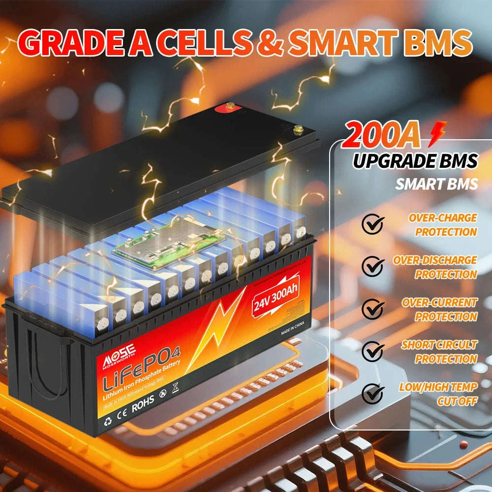 24V 300Ah LiFePO4 Battery 7680Wh with 200A BMS-24V 300Ah / Germany