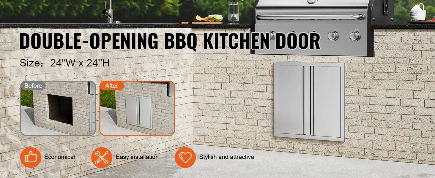 24x24 Inch Stainless Steel BBQ Access Door with Recessed Handles-71UB / United States