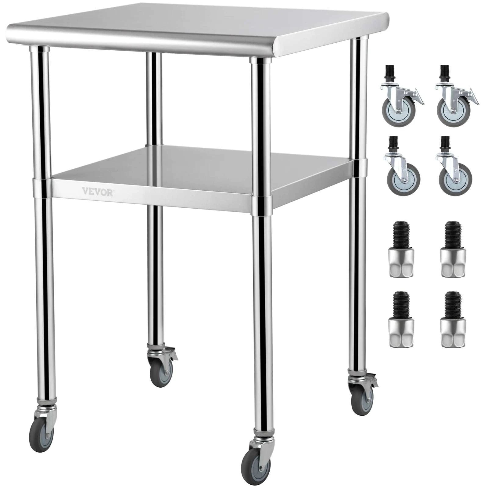 24x24 Inch Stainless Steel Kitchen Work Table with Wheels-24x24inch / france