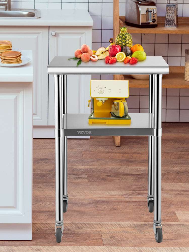 24x24 Inch Stainless Steel Kitchen Work Table with Wheels-24x24inch / france
