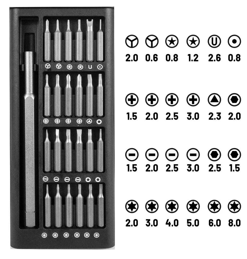 25-in-1 / 63-in-1 Magnetic Precision Screwdriver Set for Phone and PC Repair-25 pcs / China Mainland