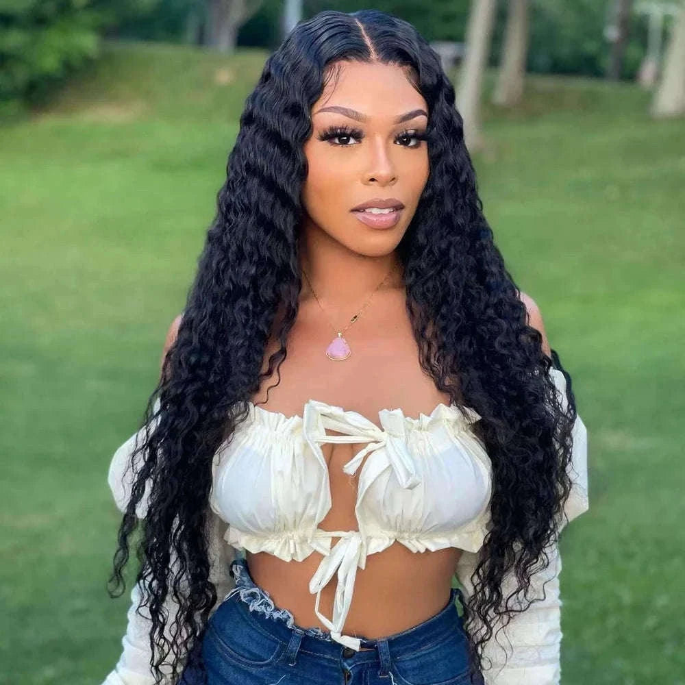 250% Density Deep Wave Glueless Wig HD Lace Pre-Cut Human Hair-250% / 30inches / 13x4 Glueless Wig|United States
