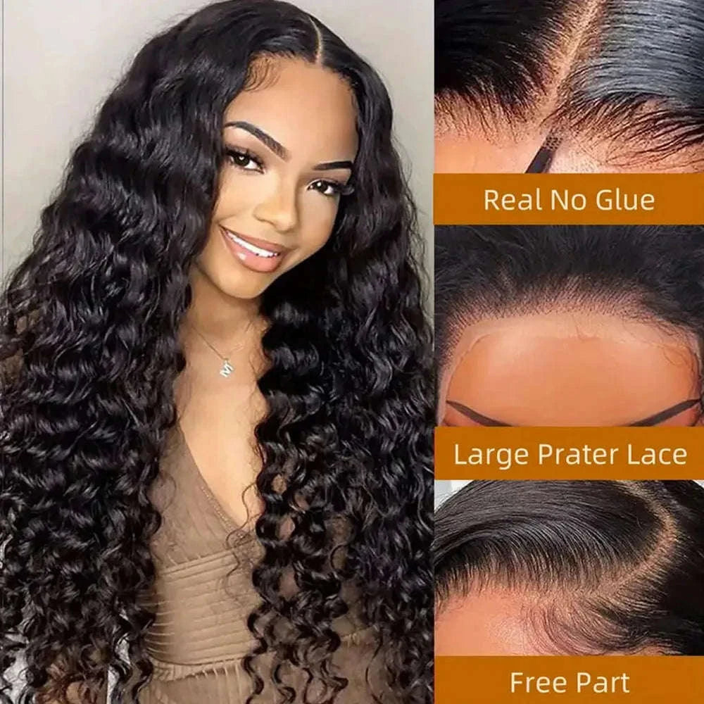 250% Density Deep Wave Glueless Wig HD Lace Pre-Cut Human Hair-250% / 30inches / 13x4 Glueless Wig|United States