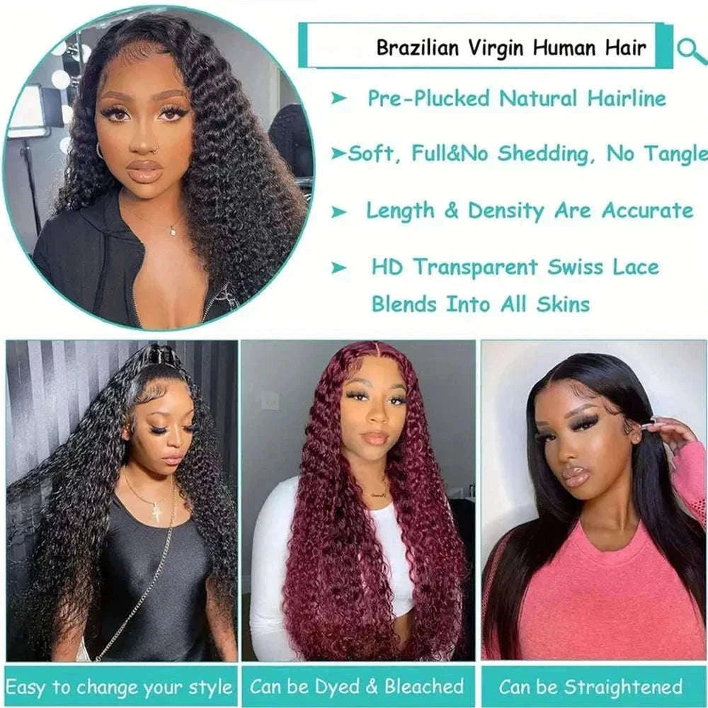 250% Density Deep Wave Glueless Wig HD Lace Pre-Cut Human Hair-250% / 30inches / 13x4 Glueless Wig|United States