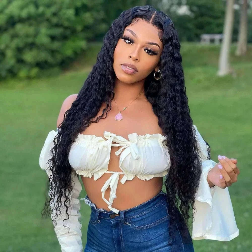 250% Density Deep Wave Glueless Wig HD Lace Pre-Cut Human Hair-250% / 30inches / 13x4 Glueless Wig|United States