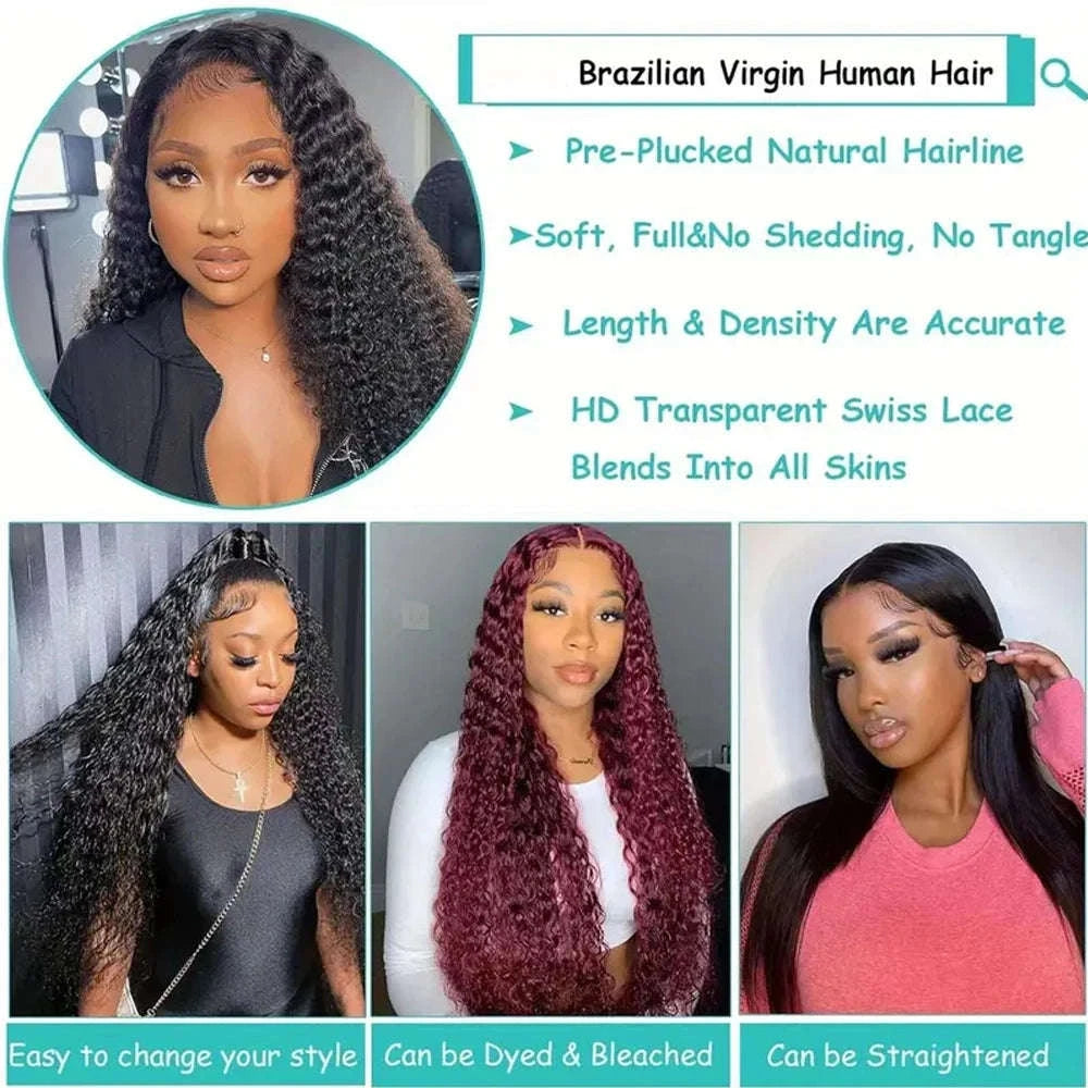 250% Density Deep Wave Glueless Wig HD Lace Pre-Cut Human Hair-250% / 30inches / 13x4 Glueless Wig|United States