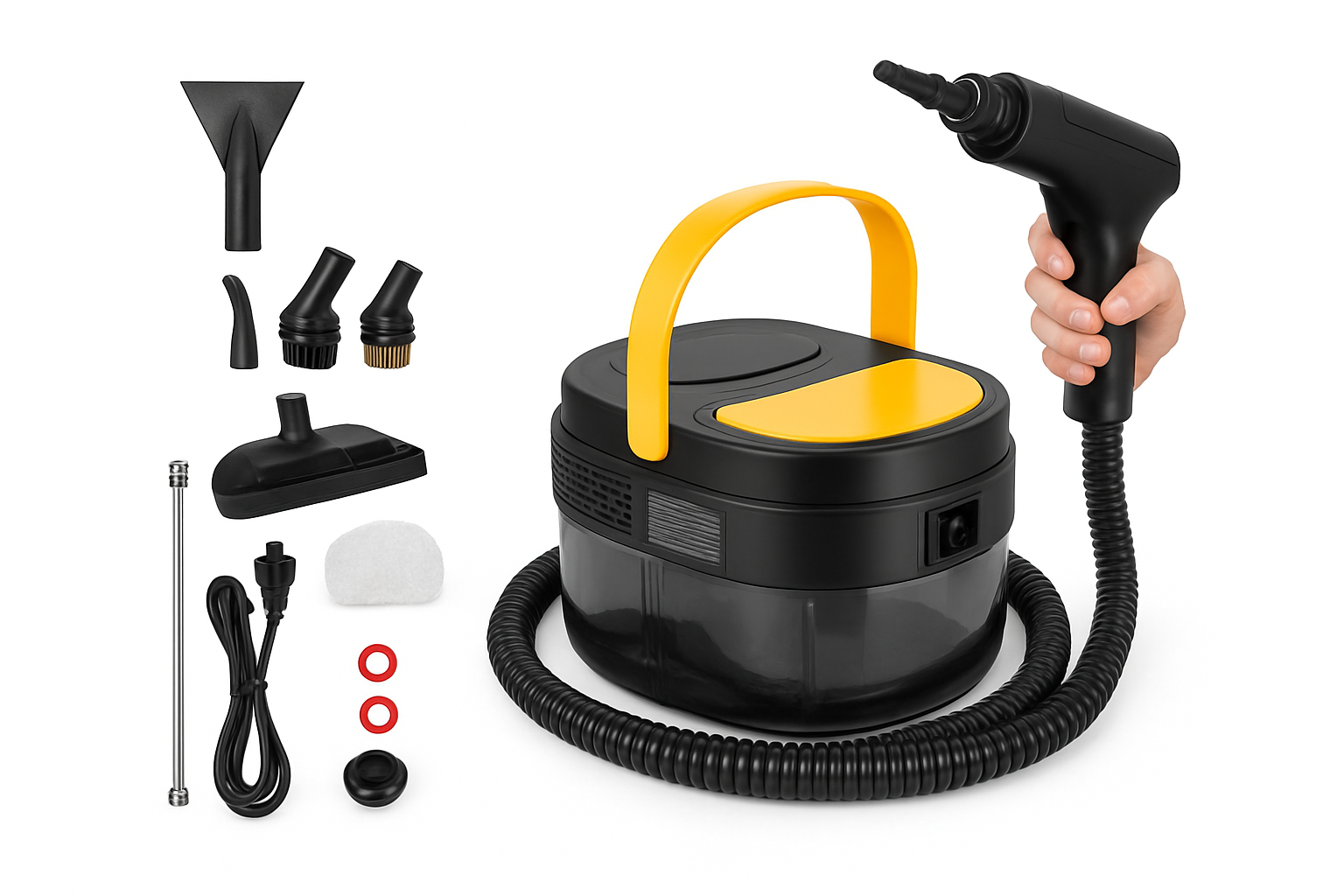 Nettoyeur vapeur portatif 2500W avec pression de 3 bars et réservoir de 1600 ml