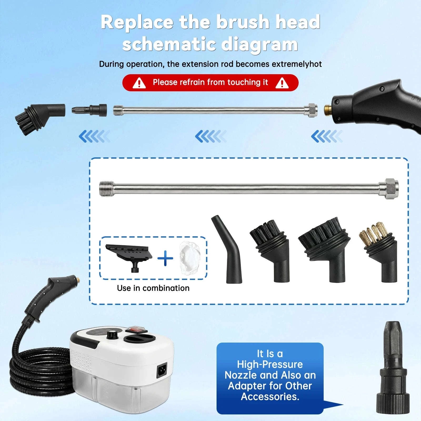 2500W Handheld Steam Cleaner with 1200ml Tank and Accessories-white / 110 V / US|United States