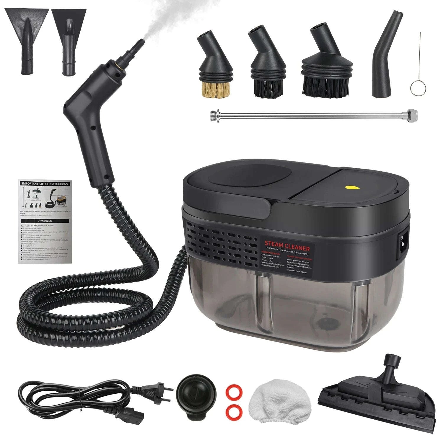 2500W Handheld Steam Cleaner with 3Bar Pressure & 1600ML Tank-black / france / 220 V|EU