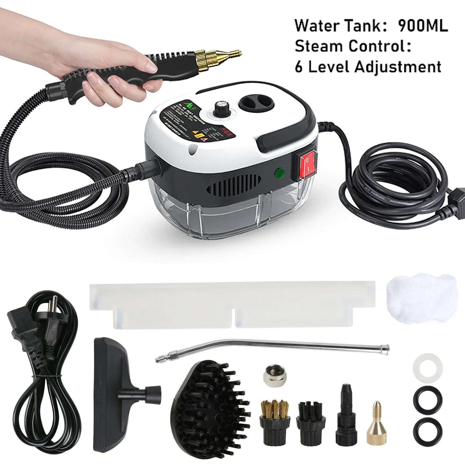 2500W Handheld Steam Cleaner with 3Bar Pressure & 1600ML Tank-black / france / 220 V|EU