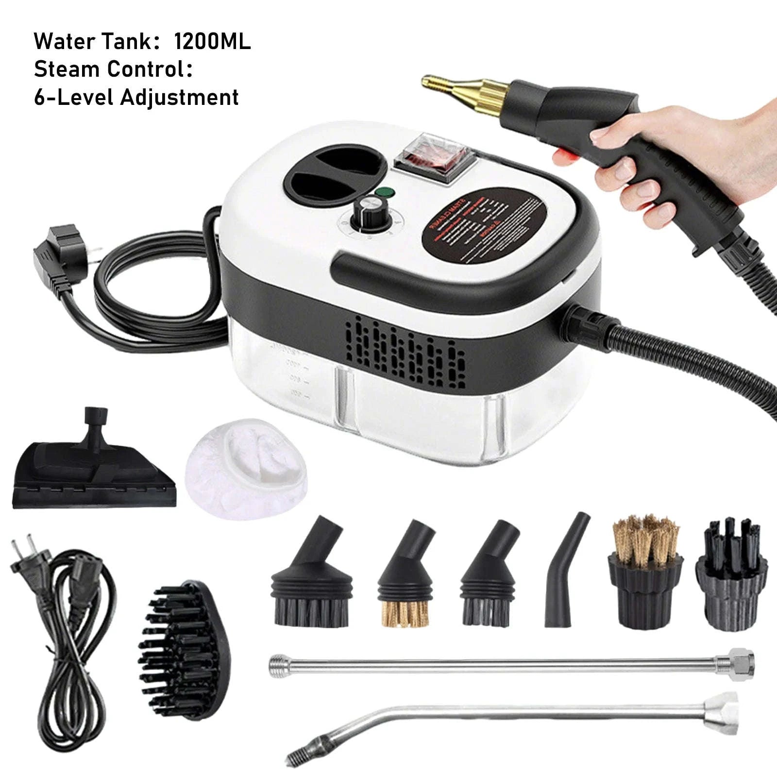 2500W Handheld Steam Cleaner with 3Bar Pressure & 1600ML Tank-black / france / 220 V|EU