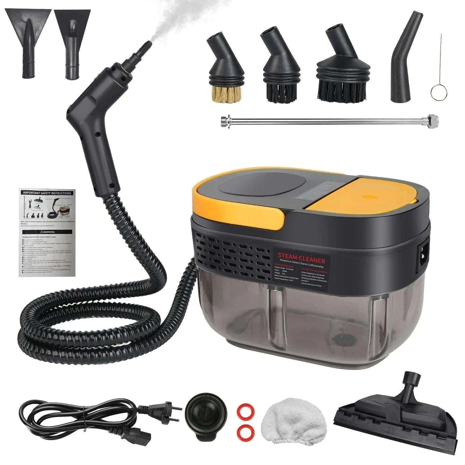 2500W Handheld Steam Cleaner with 3Bar Pressure & 1600ML Tank-Yellow / france / 220 V|EU