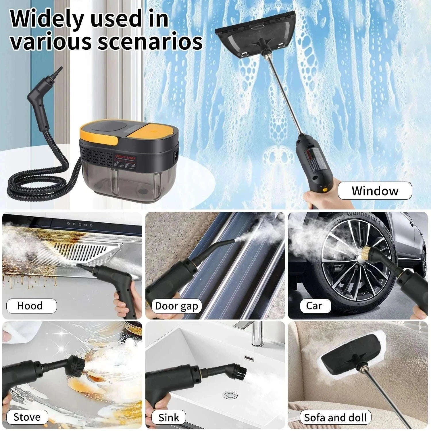 2500W Handheld Steam Cleaner with 3Bar Pressure & 1600ML Tank-Yellow / france / 220 V|EU