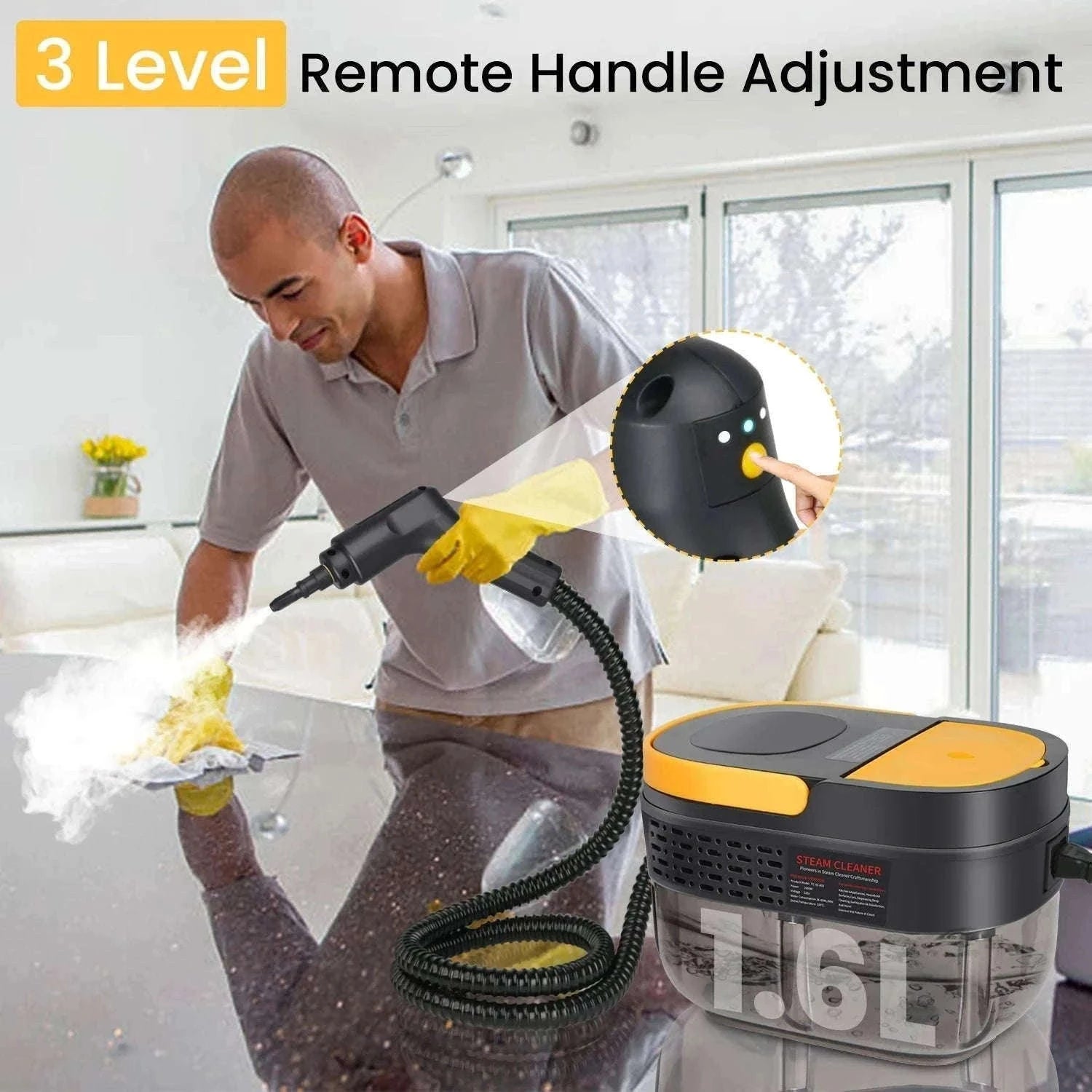 2500W Handheld Steam Cleaner with 3Bar Pressure & 1600ML Tank-Yellow / france / 220 V|EU