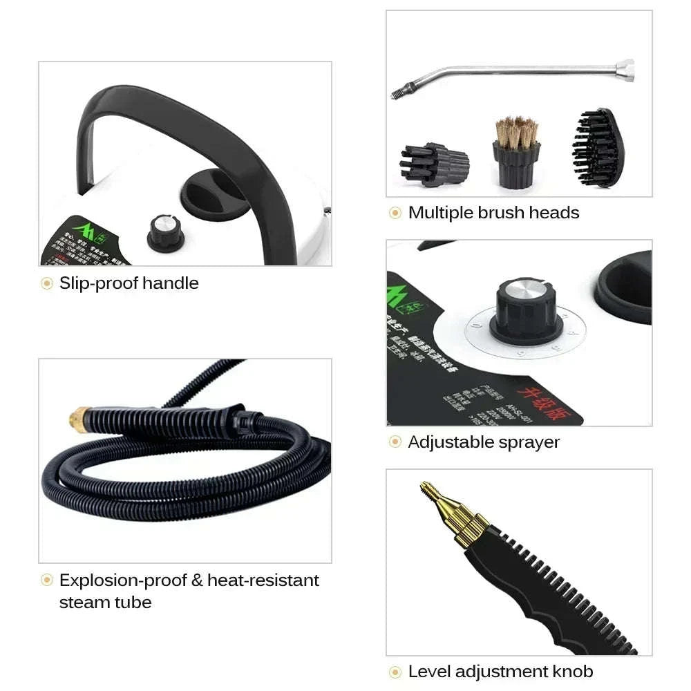 2500W Portable High Pressure Steam Cleaner for Home & Car-Blue / Poland / 220 V