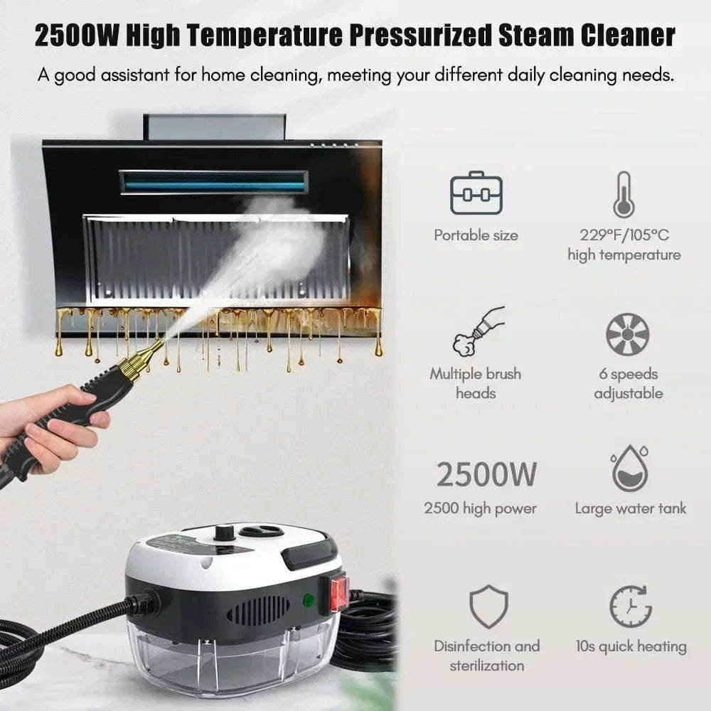 2500W Portable High Pressure Steam Cleaner for Home & Car-Upgraded White / 110 V