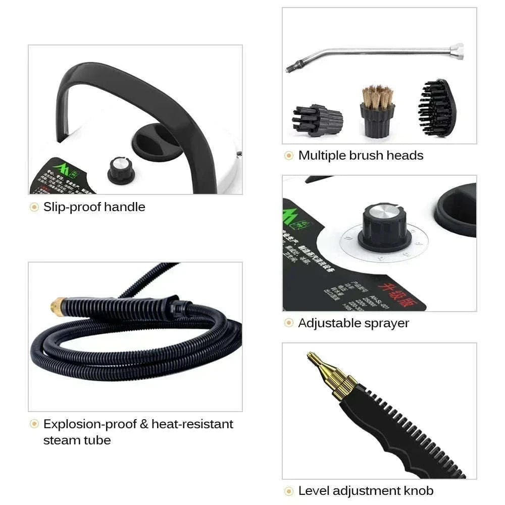 2500W Portable High Pressure Steam Cleaner for Home & Car-Upgraded White / 110 V