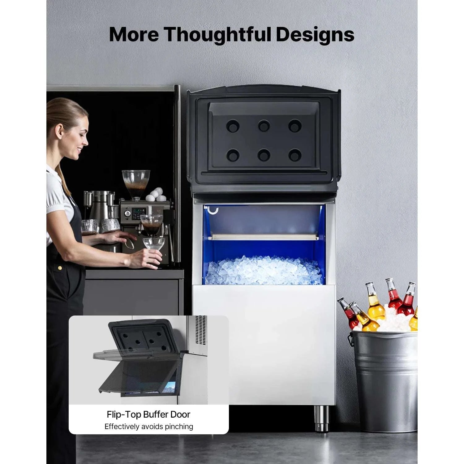 250LB Commercial Ice Maker with Storage Bin & Water Filter-250lbs / United States