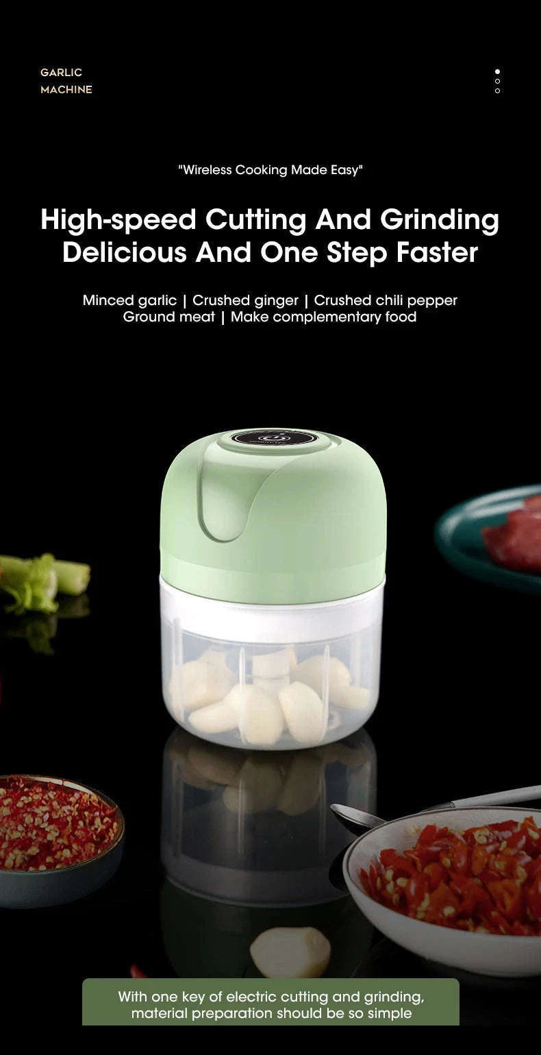 250ml Electric Garlic Masher and Portable Food Chopper-250ml Green