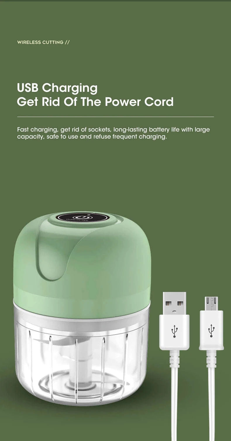 250ml Electric Garlic Masher and Portable Food Chopper-250ml Green
