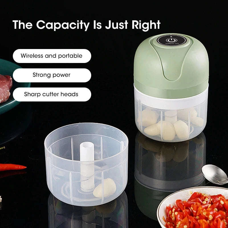 250ml Electric Garlic Masher and Portable Food Chopper-250ml Green