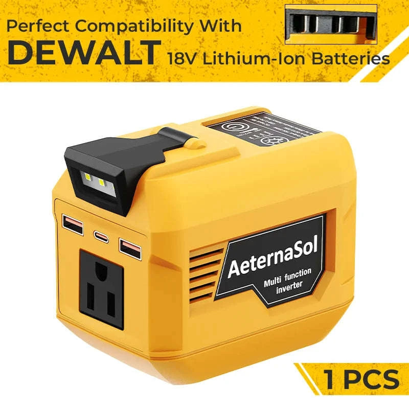 250W Power Inverter for 18V/20V Battery with 110V AC, USB-C, USB and LED Light-2pcs Dewalt adapter / United States