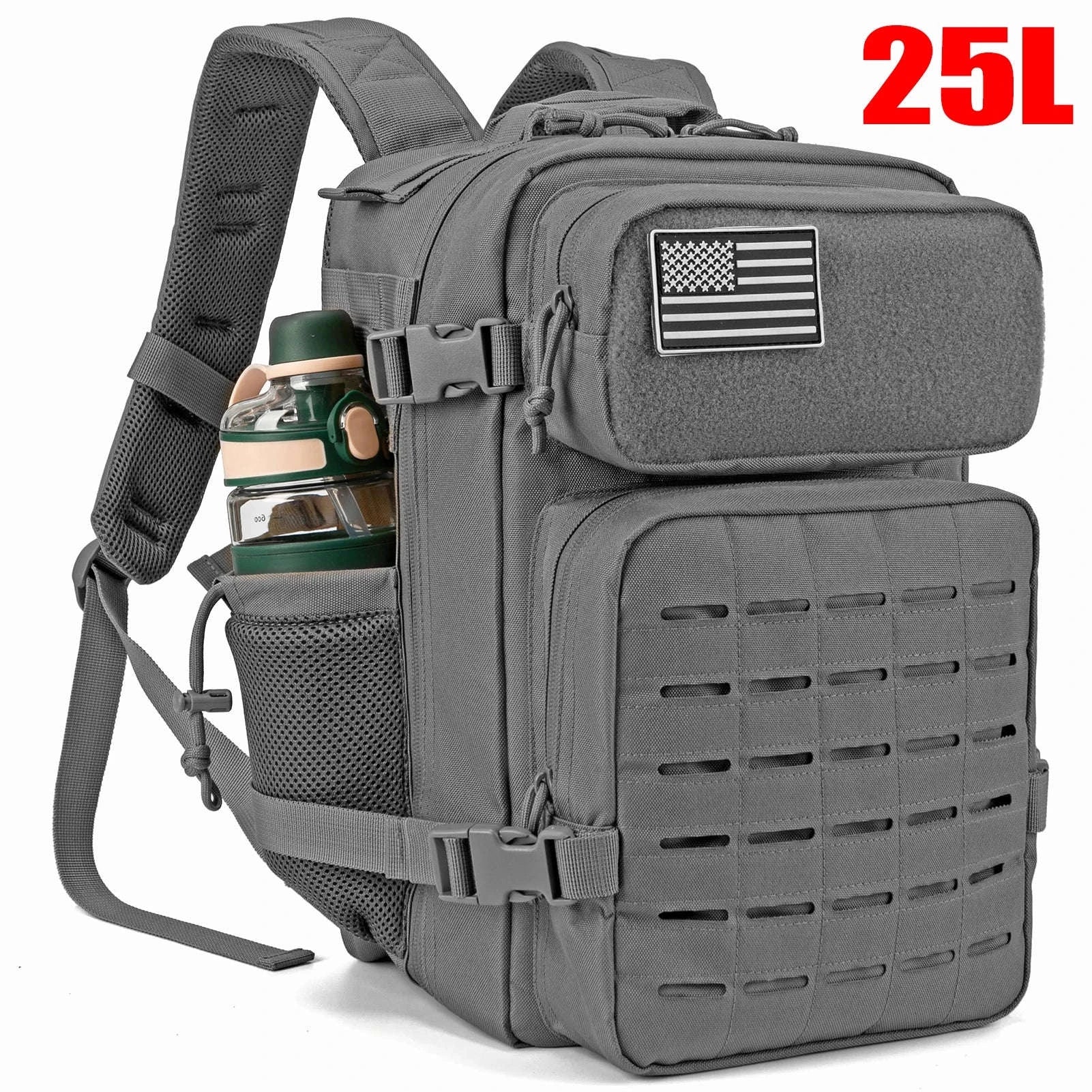 25L/45L Tactical Backpack with Water Bottle Holder-25L Gray / spain