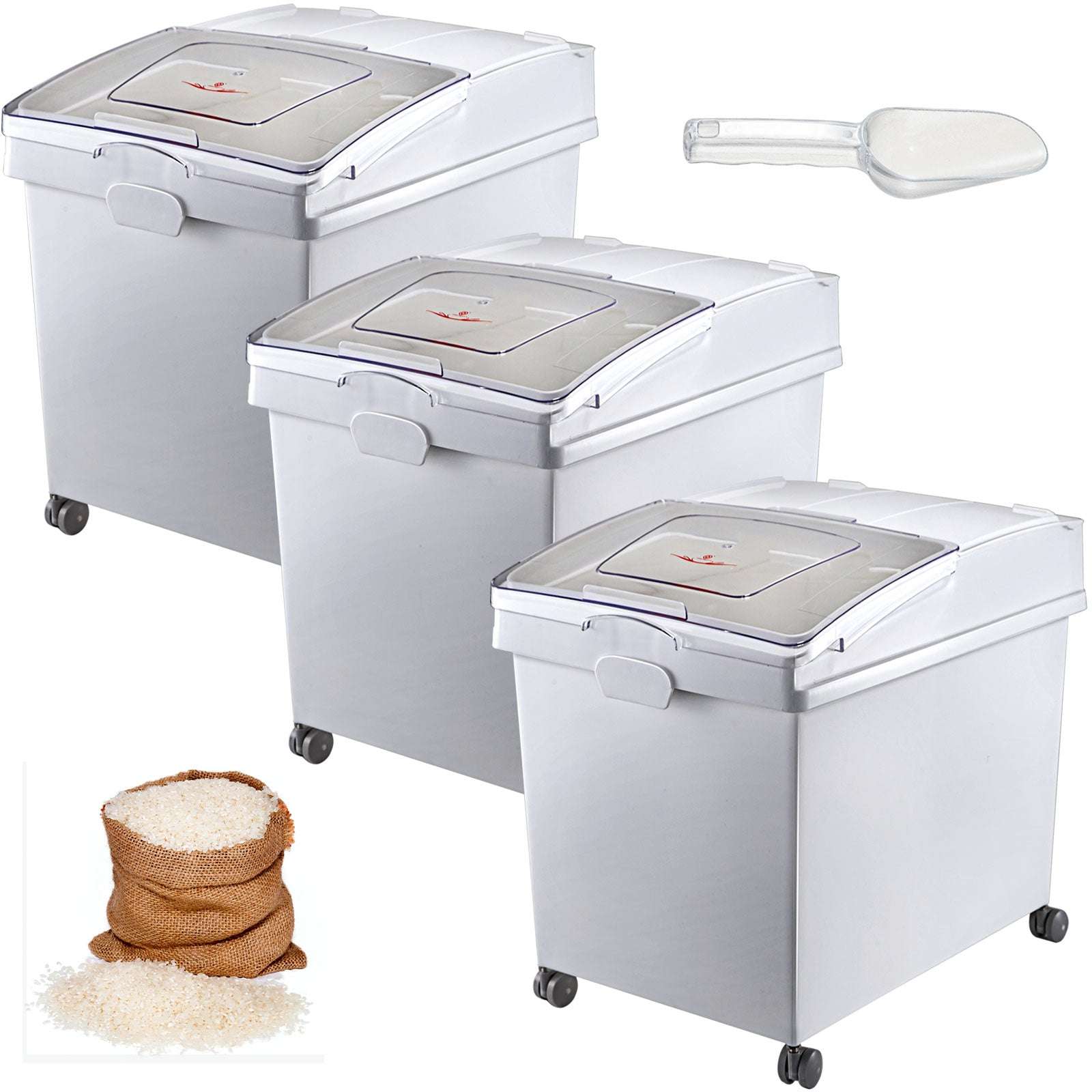 25L Ingredient Storage Bin with Scoop & Wheels Dustproof Container-3 PCS / GERMANY